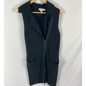 Calvin Klein Zip Front Cable Knit Longline Sweater Vest Size small